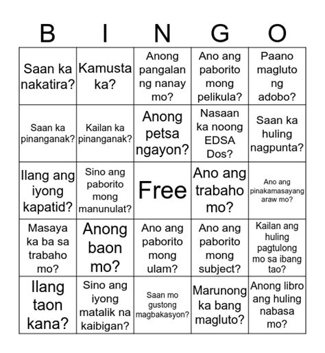 human bingo philippines|FILIPINO HUMAN BINGO.
